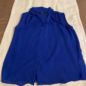 Blue sleeveless blouse